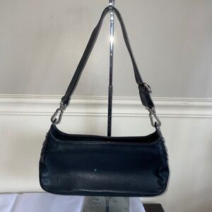 BURBERRY Black Leather Top Zipper Shoulder Bag